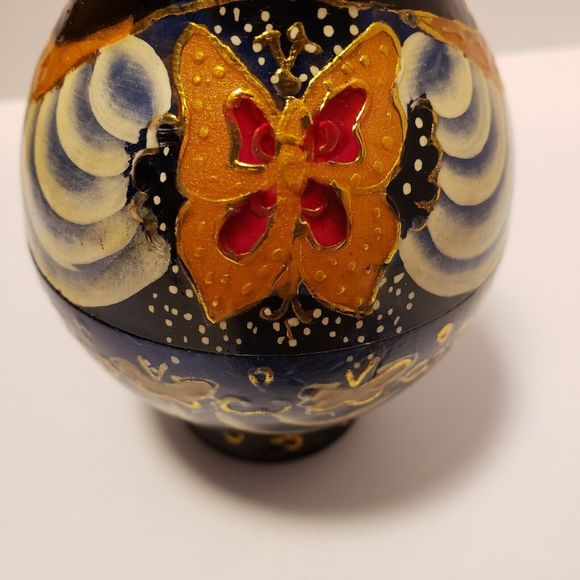 NESTING MATRYOSHKA RUSSIAN HAND PAINTED DOLLS SIGNED  STACKING 5 PIECE WOODEN 5" - Picture 5 of 12